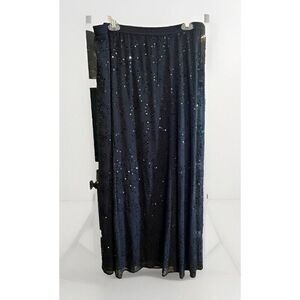 Soft Surroundings‎ Womens Pull On Beaded Maxi Skirt Large Tall Snap Liner Black